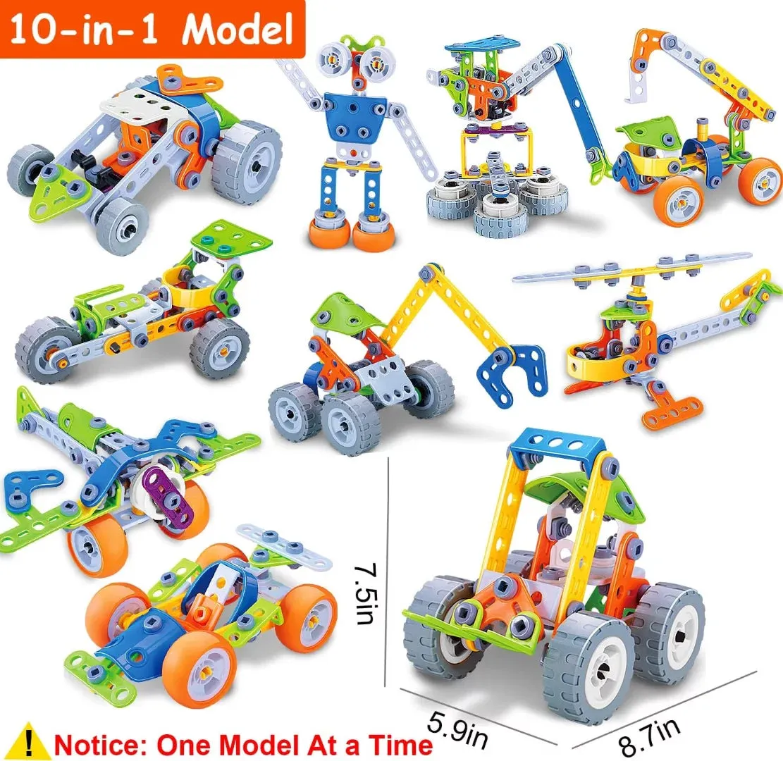 10 in 1 STEM Toys for 5 6 7 8  Year Old Boy Birthday Gifts Building Toys for Kids Ages 4-8 5-7 6-8 Educational Stem Activities Robot Toy for Boys 4-6 4-7 Build and Play Construction Set Creative Games