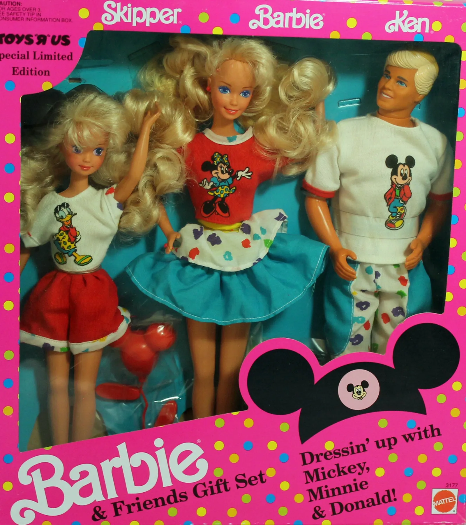 1991 Dressin' up with Mickey, Minnie, & Donald Barbie Set (3177)