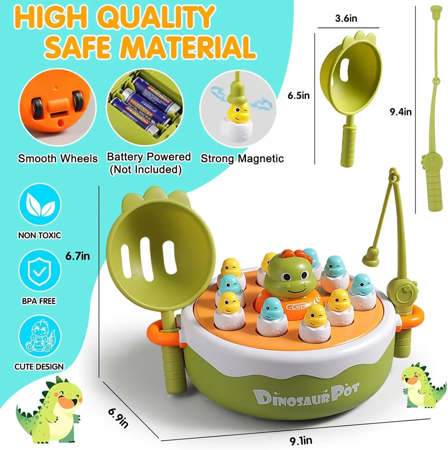 4 IN 1 Dinosaur Pop Up Board Games for Kids Magnetic Fishing Turntable Rotating Music Dino Car Tic-Tac-Toe Developmental Toys Boy Girl Birthday Gift Family Operation Games Toddlers 3-5 2-4-6 5-7 4-8