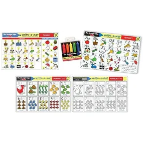 Alphabet, Numbers 1-10, Phonics Mats - 3 x Learning and Coloring Mats for age 4  with bonus Learning Mat Crayons by Melissa & Doug