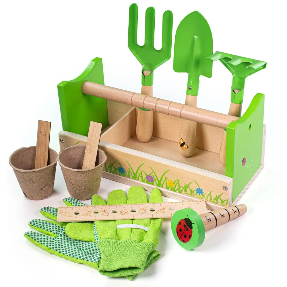 Bigjigs Toys Childrens Gardening Caddy and Tool Set