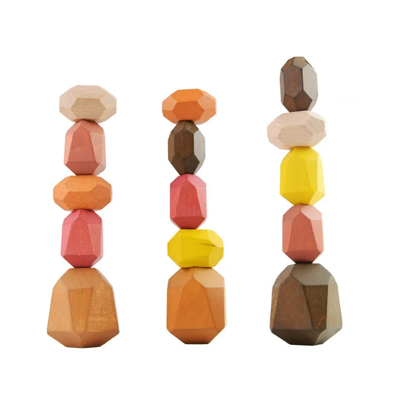 Colorful Wooden Stacking Stones Educational Jenga Toy Set