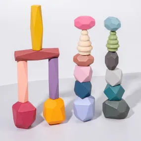 Colorful Wooden Stacking Stones Educational Jenga Toy Set