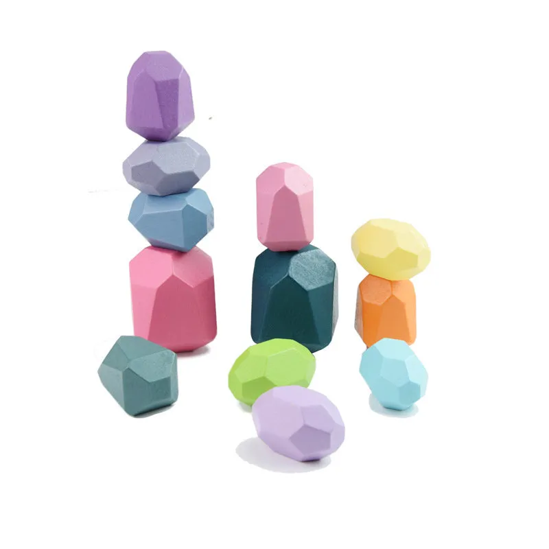 Colorful Wooden Stacking Stones Educational Jenga Toy Set