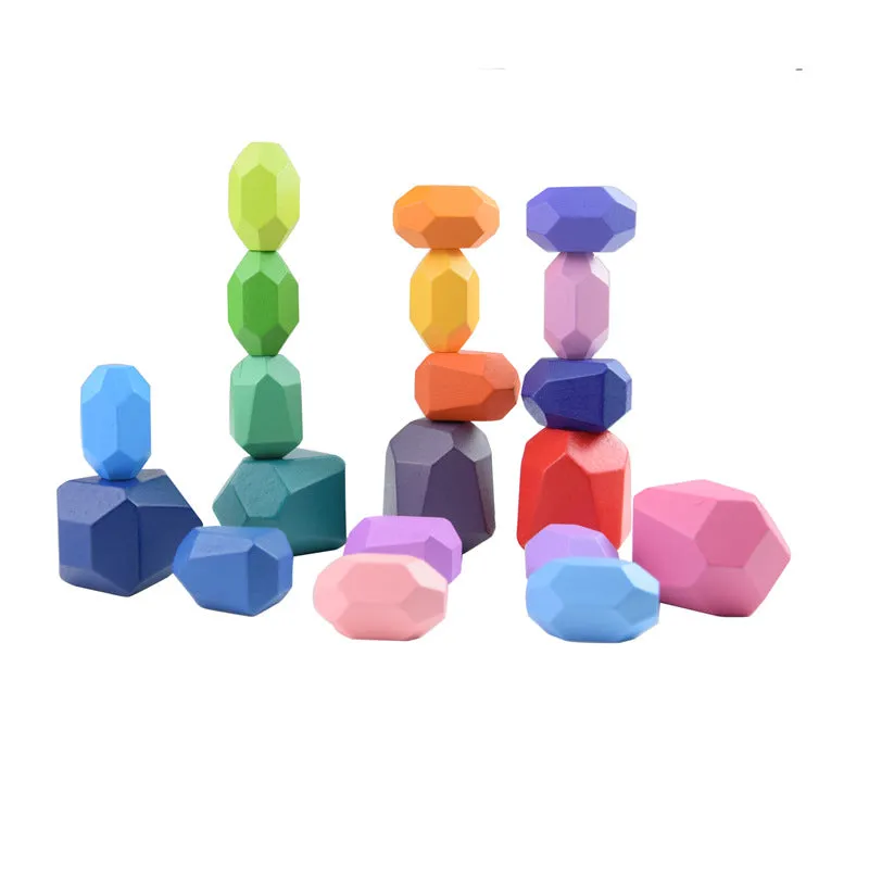 Colorful Wooden Stacking Stones Educational Jenga Toy Set