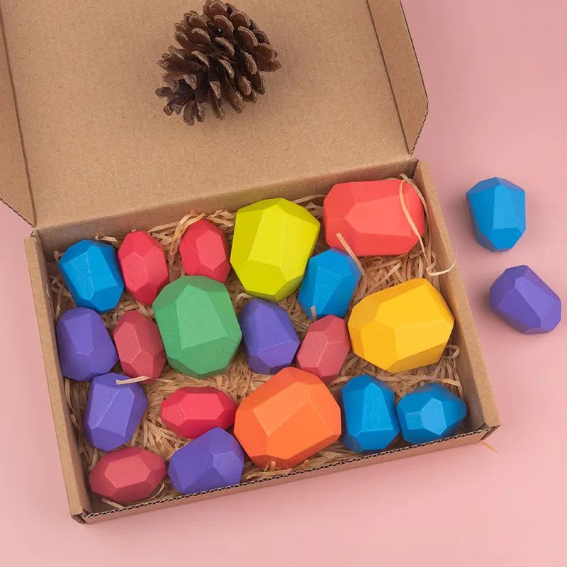 Colorful Wooden Stacking Stones Educational Jenga Toy Set