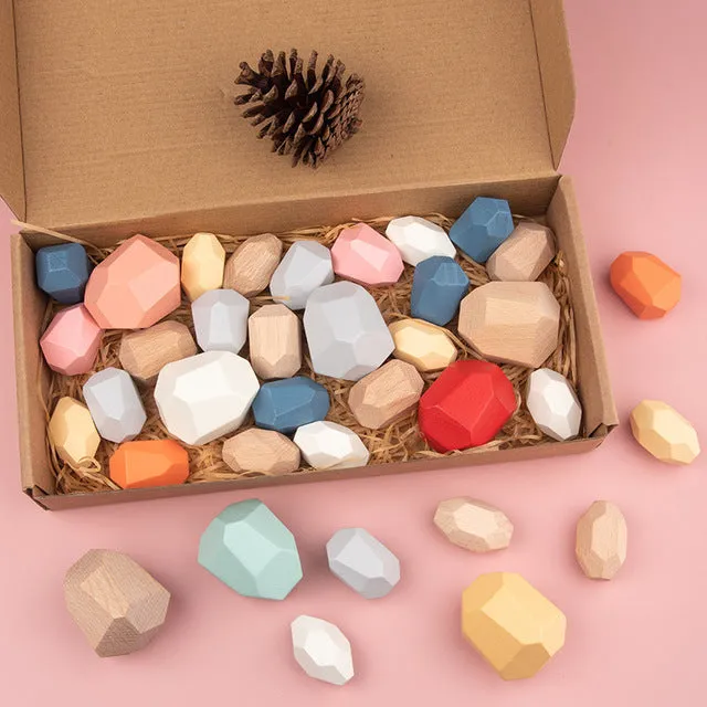 Colorful Wooden Stacking Stones Educational Jenga Toy Set