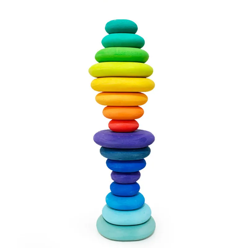 Colorful Wooden Stacking Stones Educational Jenga Toy Set