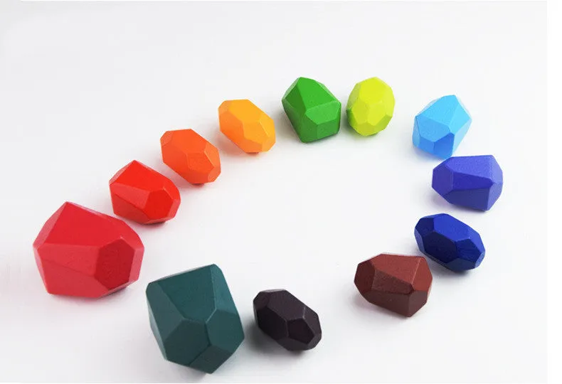 Colorful Wooden Stacking Stones Educational Jenga Toy Set