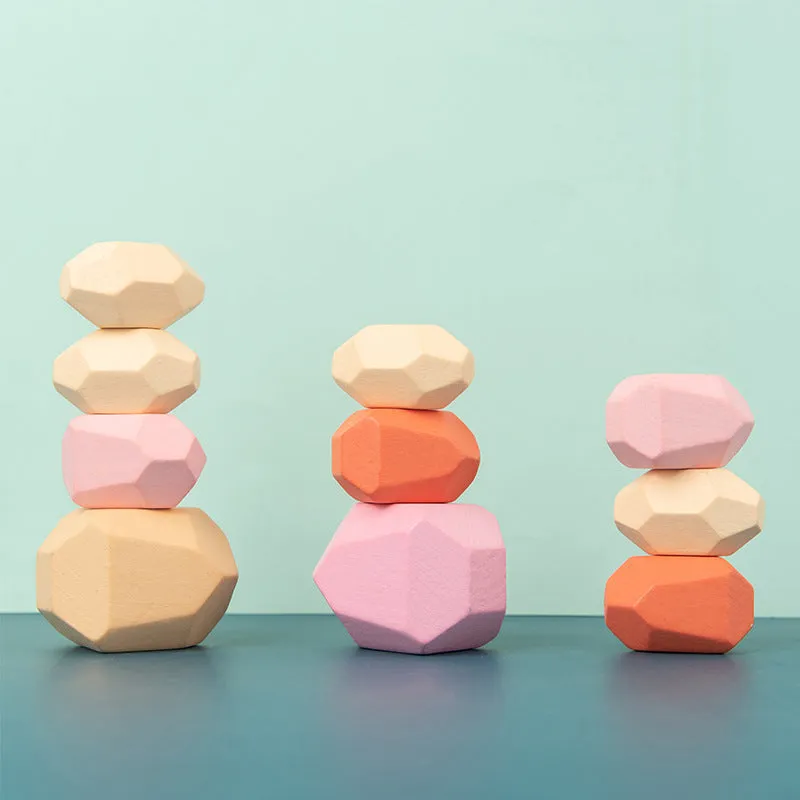 Colorful Wooden Stacking Stones Educational Jenga Toy Set