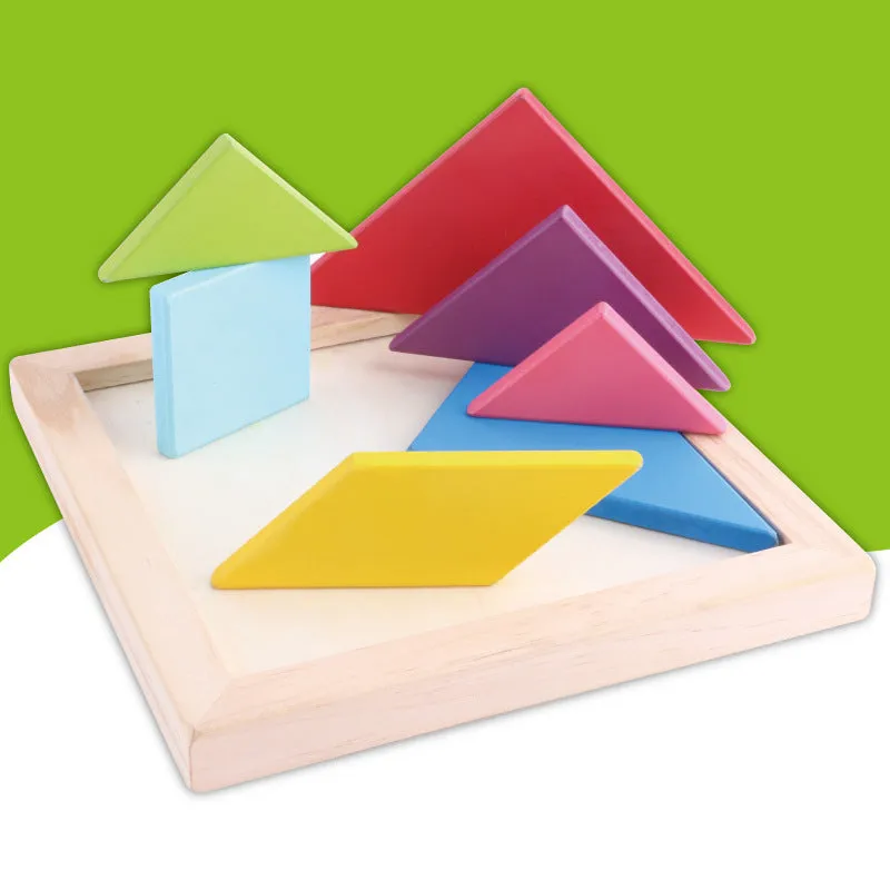 Colorful Wooden Tangram Puzzle Building Blocks