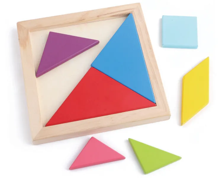 Colorful Wooden Tangram Puzzle Building Blocks