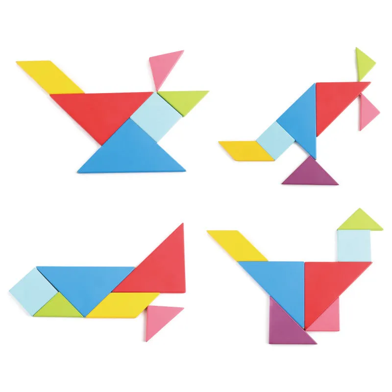 Colorful Wooden Tangram Puzzle Building Blocks