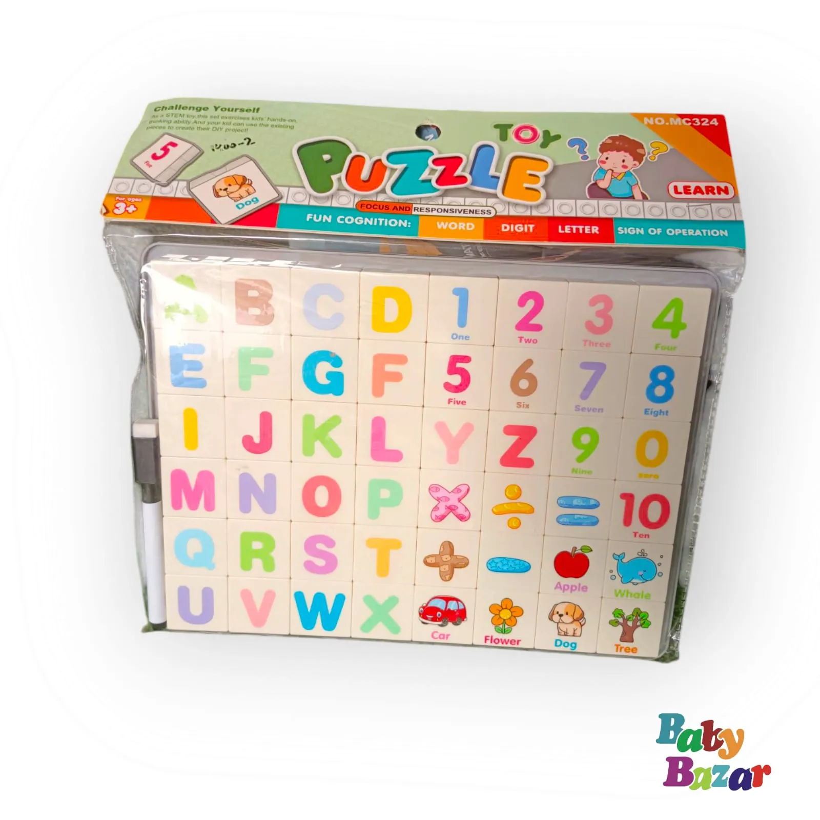 Educational Puzzle with Drawing Board Alphabet Numbers & Symbols