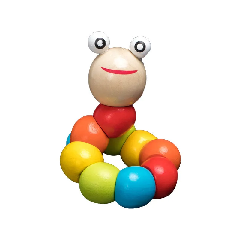 Interactive Montessori Wooden Rainbow Rattles: Fun & Educational Toy for Kids