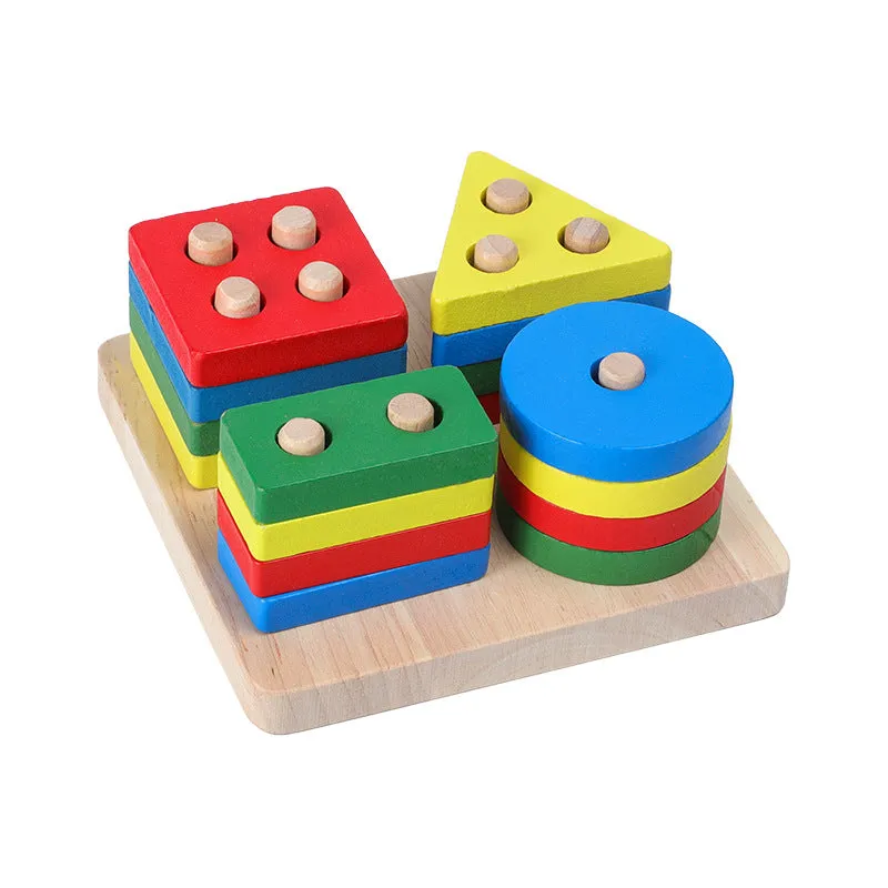 Interactive Montessori Wooden Rainbow Rattles: Fun & Educational Toy for Kids