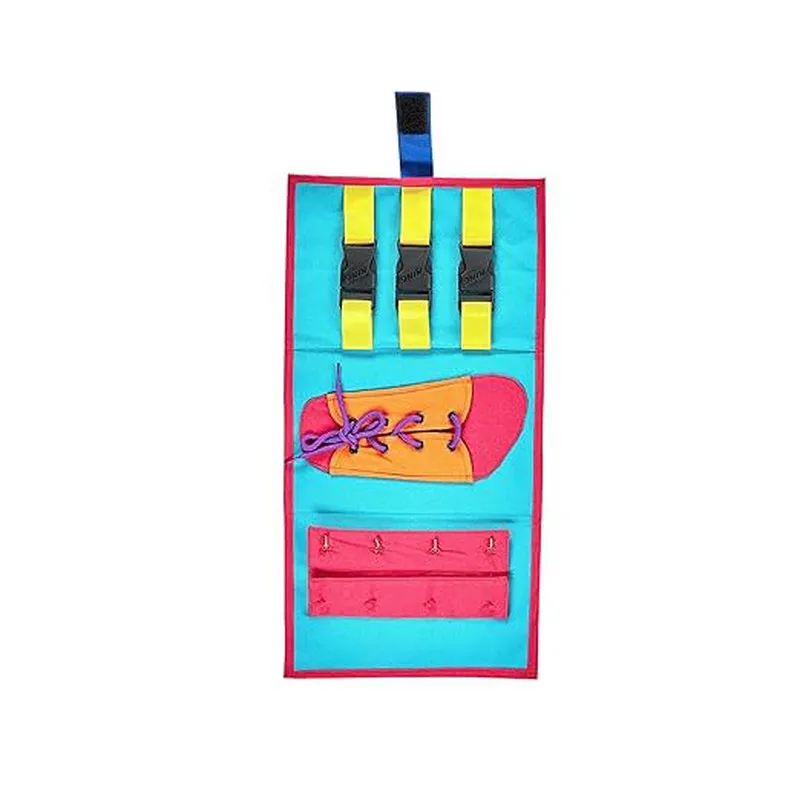 Montessori Buckling and Lacing Life-Skill Learning Board for Kids & Toddlers | Preschool Interactive Educational Sensory Activity Toy