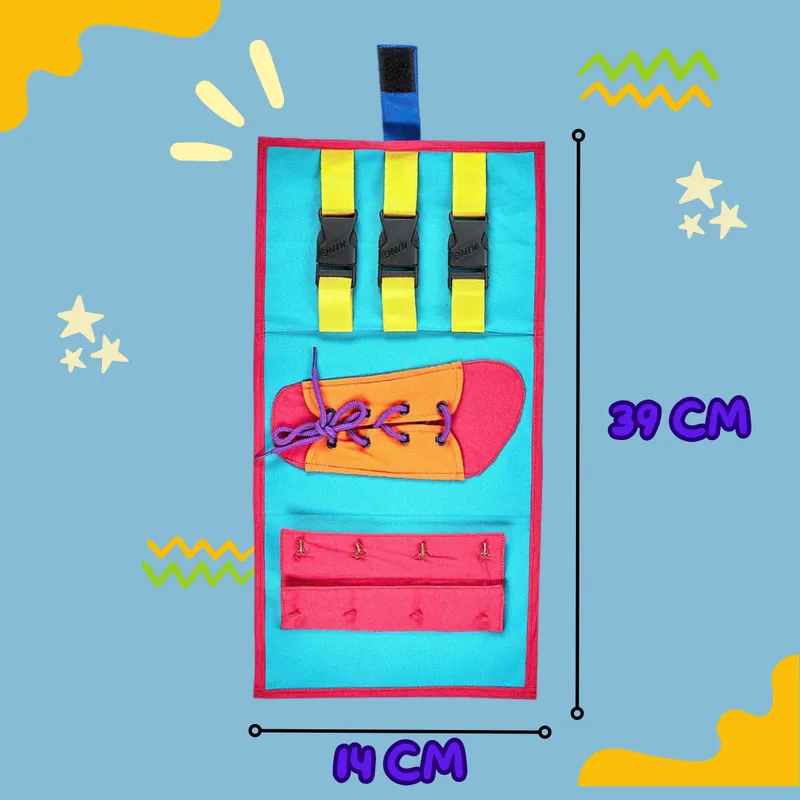 Montessori Buckling and Lacing Life-Skill Learning Board for Kids & Toddlers | Preschool Interactive Educational Sensory Activity Toy