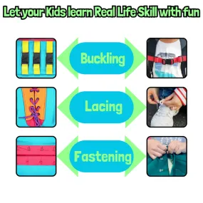Montessori Buckling and Lacing Life-Skill Learning Board for Kids & Toddlers | Preschool Interactive Educational Sensory Activity Toy
