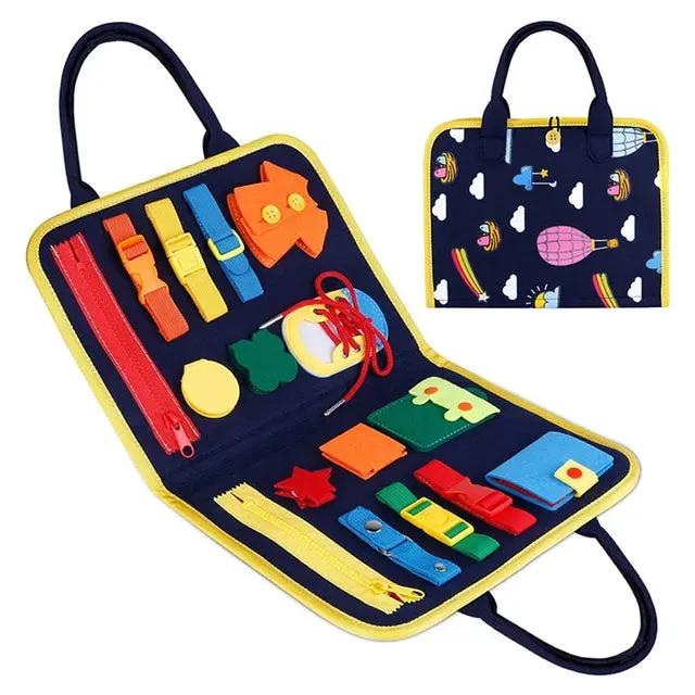 Montessori Busy Board: Enhancing Fine Motor Skills and Learning for Toddler Boys with Sensory Educational Activities and Travel Convenience
