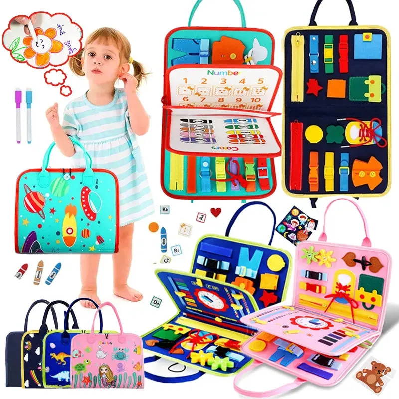 Montessori Busy Board: Enhancing Fine Motor Skills and Learning for Toddler Boys with Sensory Educational Activities and Travel Convenience
