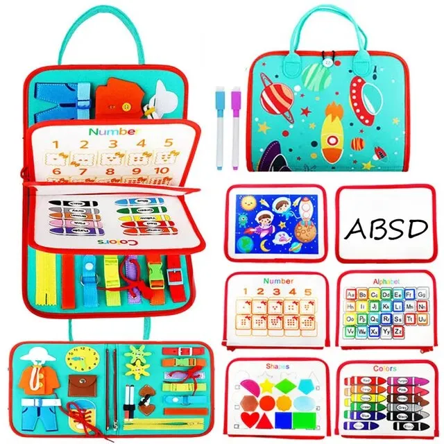 Montessori Busy Board: Enhancing Fine Motor Skills and Learning for Toddler Boys with Sensory Educational Activities and Travel Convenience