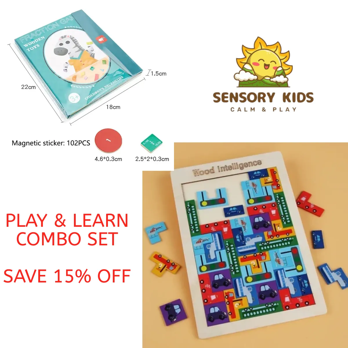 Montessori Magnetic Book Fraction Puzzle for Children