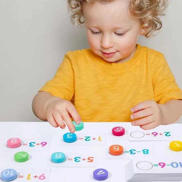 Montessori Math Wooden Toys - Addition & Subtraction Learning Set for Toddlers