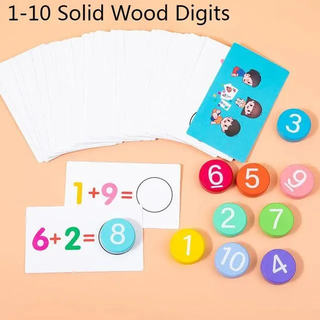 Montessori Math Wooden Toys - Addition & Subtraction Learning Set for Toddlers
