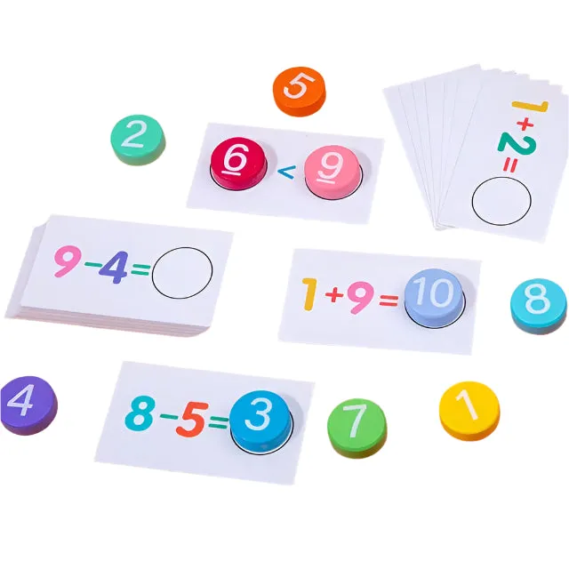 Montessori Math Wooden Toys - Addition & Subtraction Learning Set for Toddlers