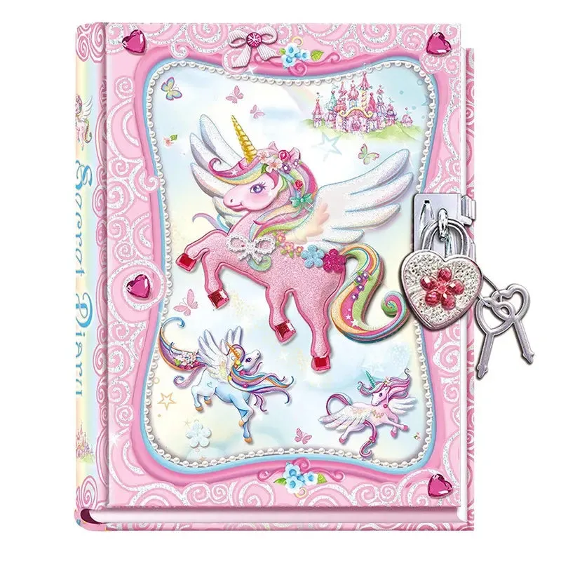 Pecoware Diary Pad With Heart Shaped Lock - Unicorn