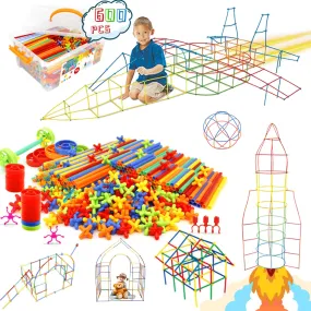 STEM Building Straw Toys Set for Kids 600Pcs