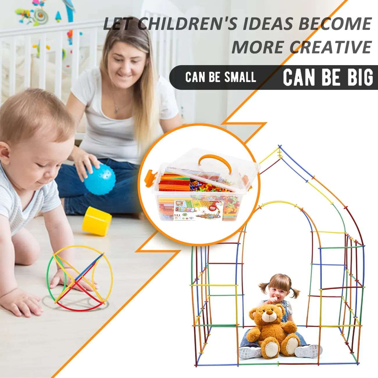 STEM Building Straw Toys Set for Kids 600Pcs