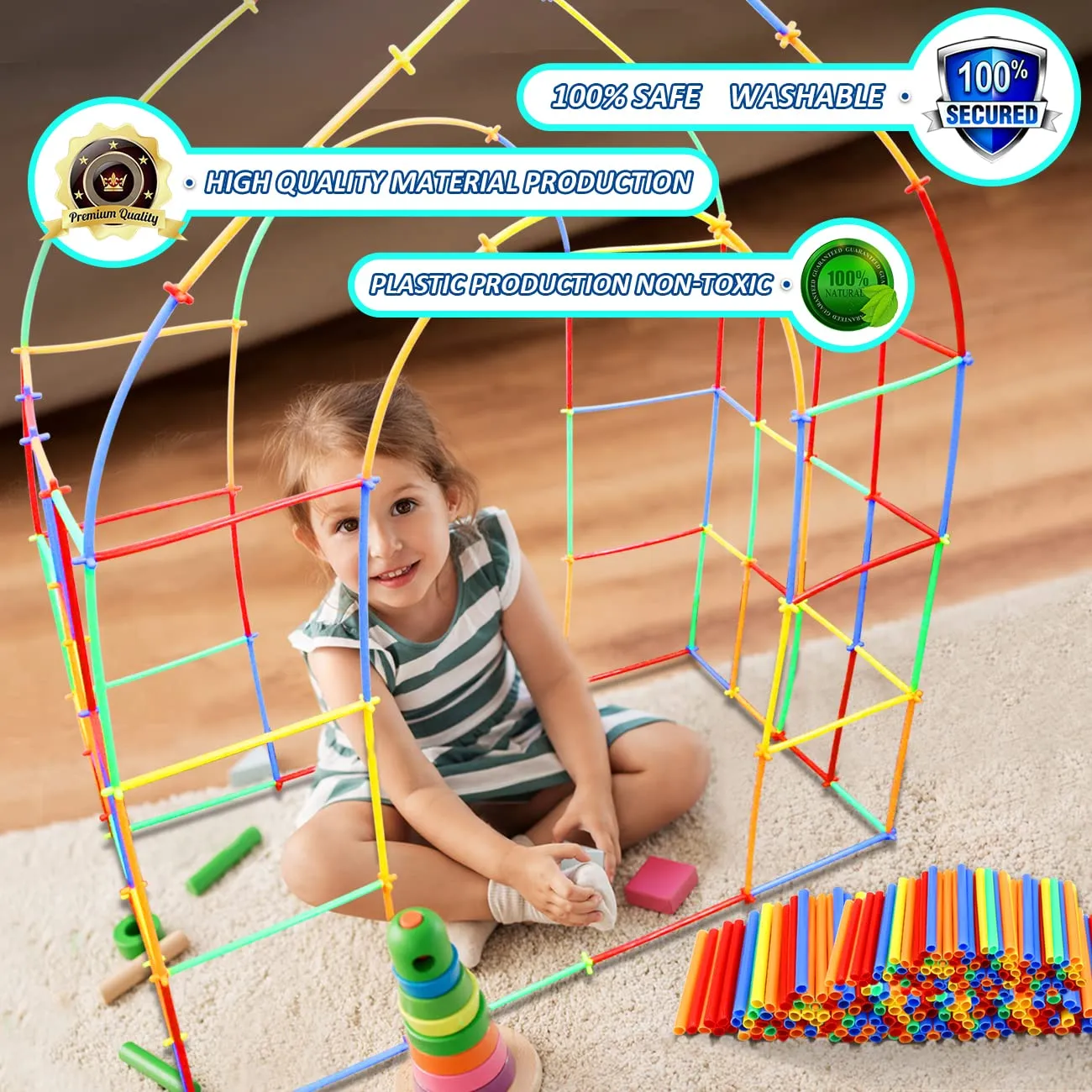STEM Building Straw Toys Set for Kids 600Pcs