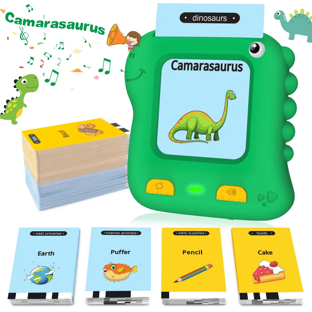 Talking Flash Cards Educational Games for Toddlers, Preschool Learning Toys for 2 3 4 5 6 Years Old Kids, Dinosaur Baby Toy for Boys Girls, Pink