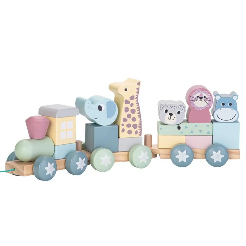 Wooden Educational Animal Stacking Train (19 pcs)