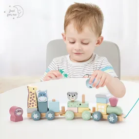 Wooden Educational Animal Stacking Train (19 pcs)