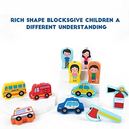 Wooden Montessori Toys for Toddlers, Fire engine theme