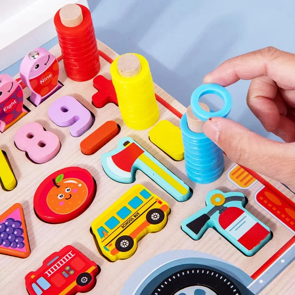 Wooden Montessori Toys for Toddlers, Fire engine theme